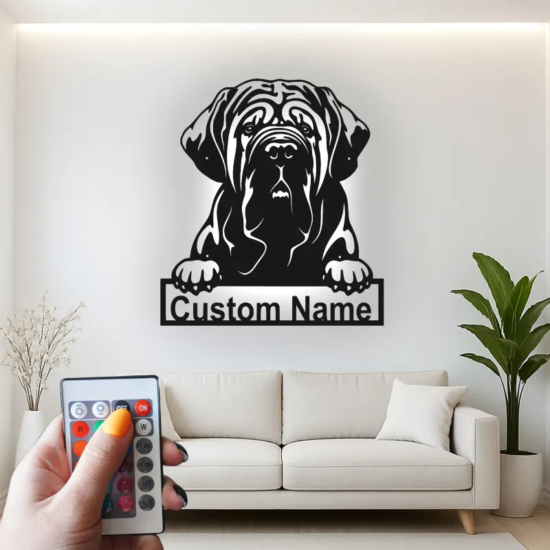 Custom Mastiff Led Light Metal Wall Art Personalized Dog Lover Gift Living Room Pet Decor 5