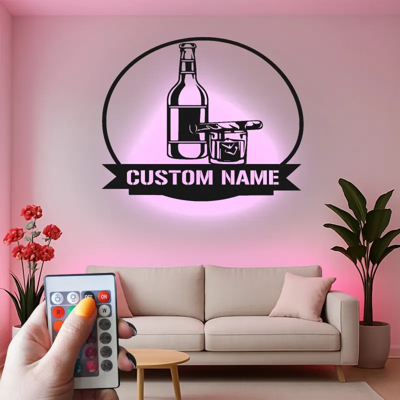 Cartel de metal LED de bar personalizado, regalo para entusiastas de bares en casa, decoración para man cave