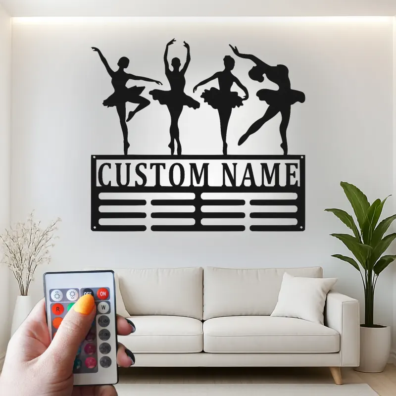 Cartel de metal LED de bailarina personalizado, regalo de danza para decoración de dormitorio de chicas amantes del ballet