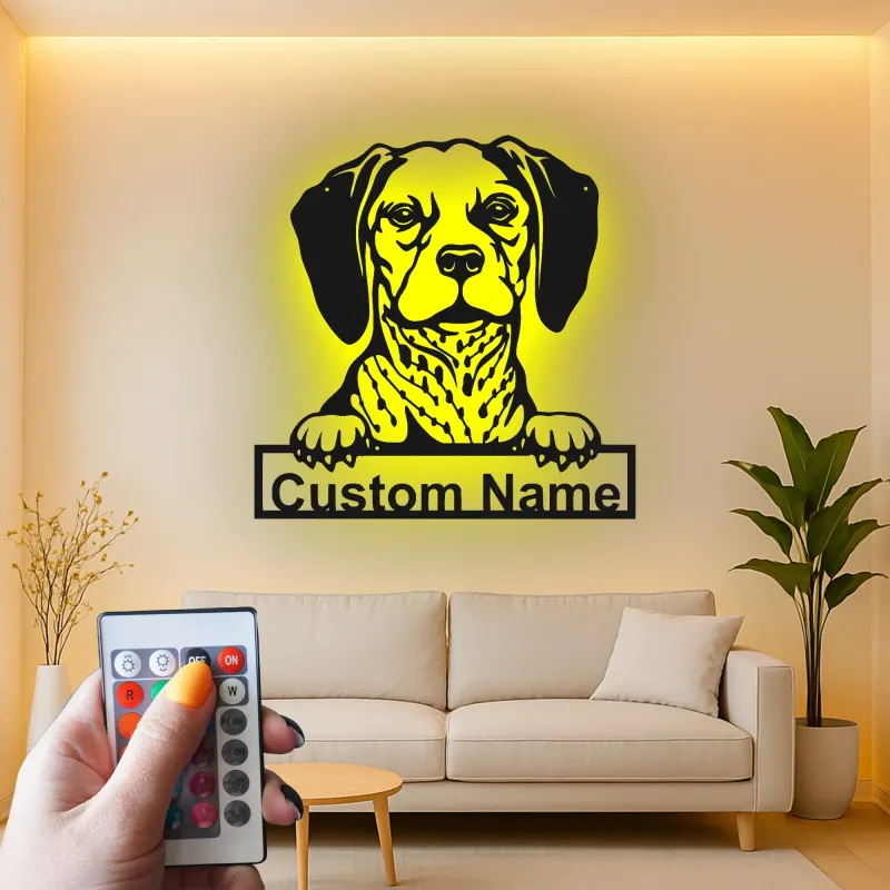 Cartel de metal LED personalizado con Beagle, regalo para amantes de los perros, decoración para sala de estar