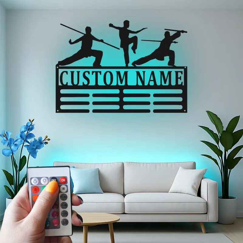 Arte Murale in Metallo per Arti Marziali Personalizzata | Insegna LED Personalizzata per Kung Fu | Regalo Decorativo per Dojo e Scuola di Karate