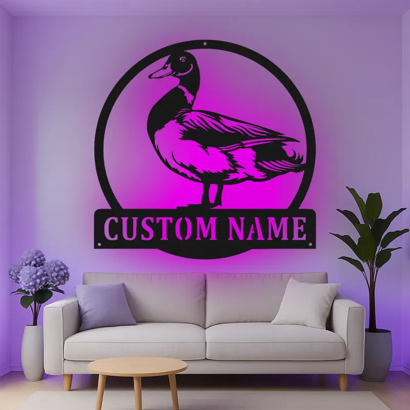 Custom Duck Led Light Metal Wall Art Personalized Gift for Nature Lovers Farmhouse Wall Decor