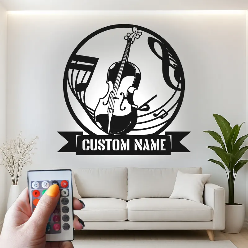 Insegna in metallo LED a forma di violino personalizzata, regalo per musicisti, decorazione per stanza musicale per amanti della musica