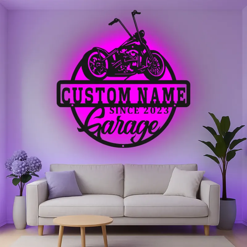 Cartel de metal LED personalizado para garaje de motocicletas, regalo para él, decoración para man cave