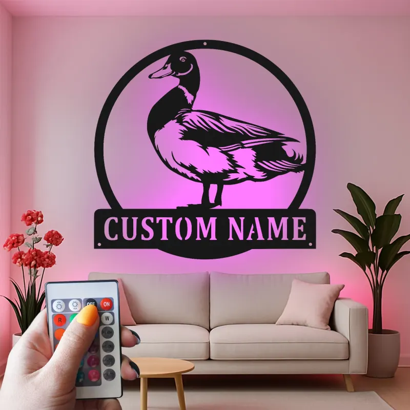 Custom Duck Led Light Metal Wall Art Personalized Gift for Nature Lovers Farmhouse Wall Decor
