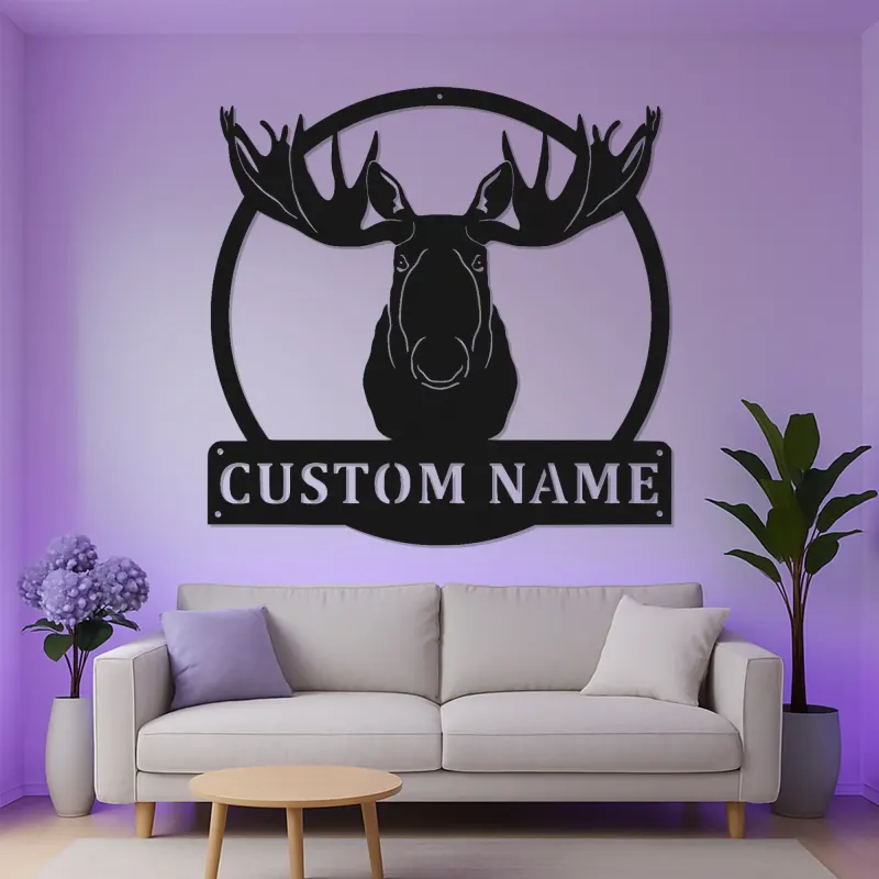 Custom Bull Moose LED Metal Sign | Rustic Wildlife Wall Art | Personalized Cabin Lodge Decor | Gift For Outdoorsmen