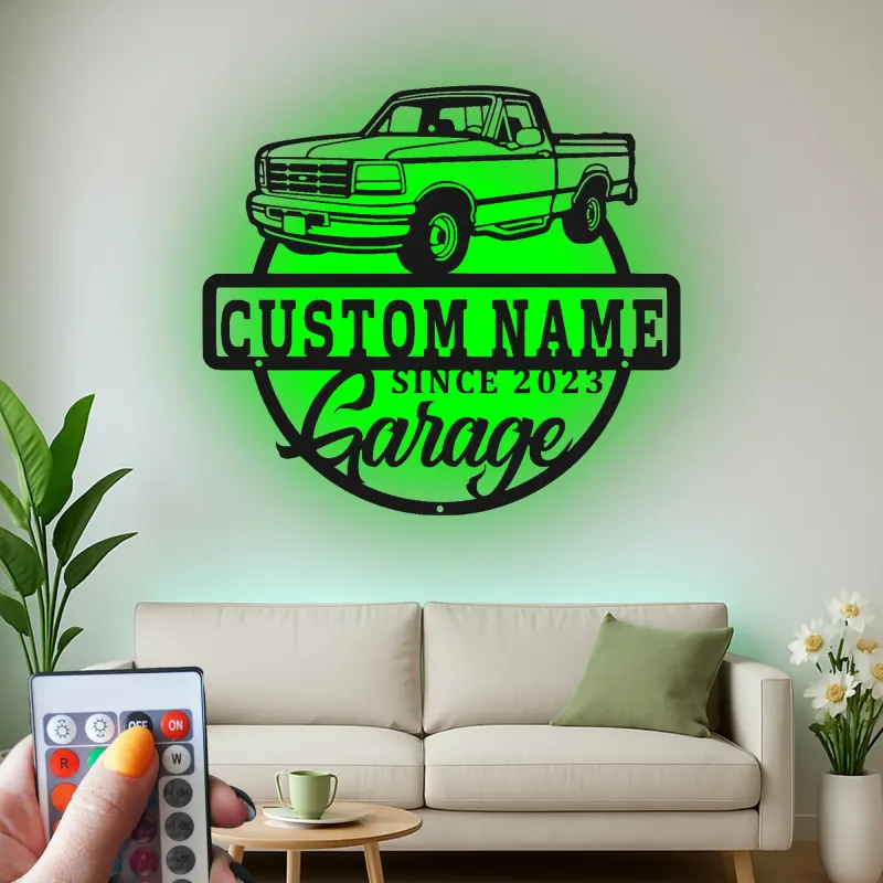 Cartel de metal LED personalizado de Camioneta Pickup, regalo de garaje para él, decoración para cueva de hombres