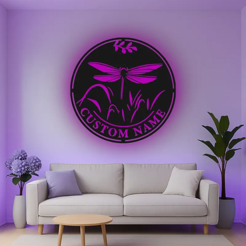 Décoration murale en métal LED personnalisée Libellule Cadeau pour amoureux de la nature Décor de jardin ou patio 1
