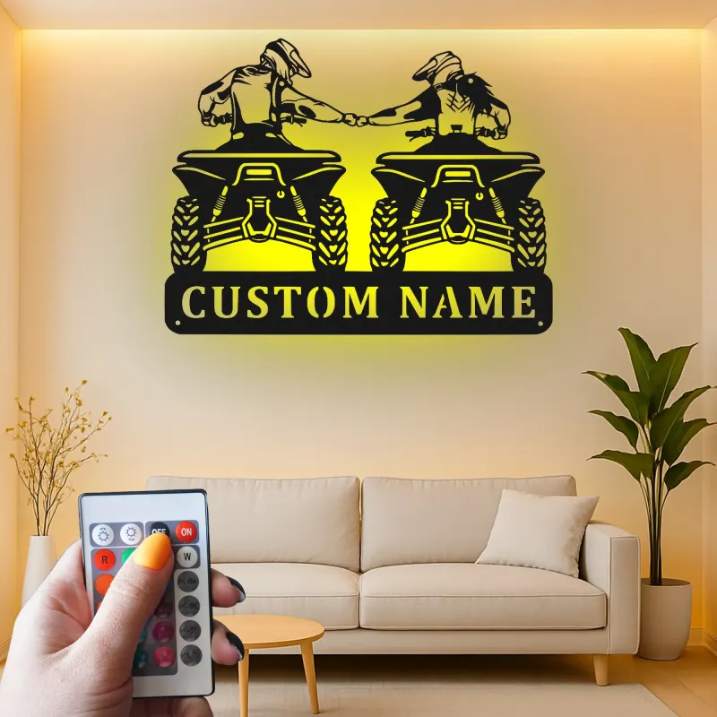 Cartel de metal LED personalizado para motorista de ATV, regalo personalizado para entusiastas del off-road, decoración para garaje o man cave 2