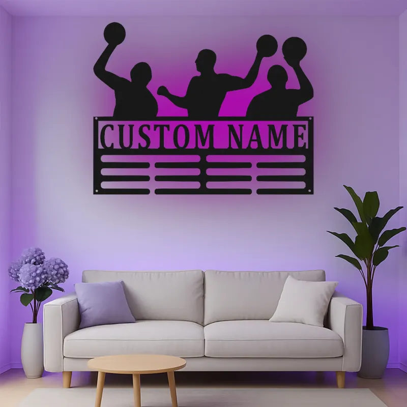 Décoration murale en métal personnalisée avec éclairage LED pour joueurs de basketball - Cadeau personnalisé pour fans de sport