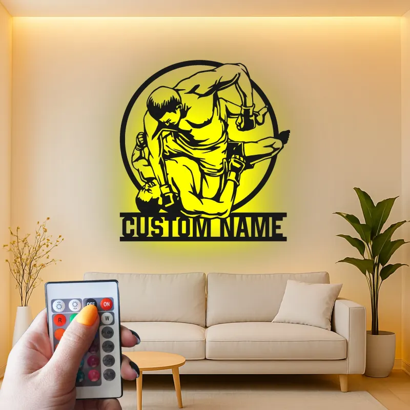 Personalized MMA Fighter Metal Sign | LED Wall Art for Gym & Home | Custom Martial Arts Decor | Gift for Athlete Coach