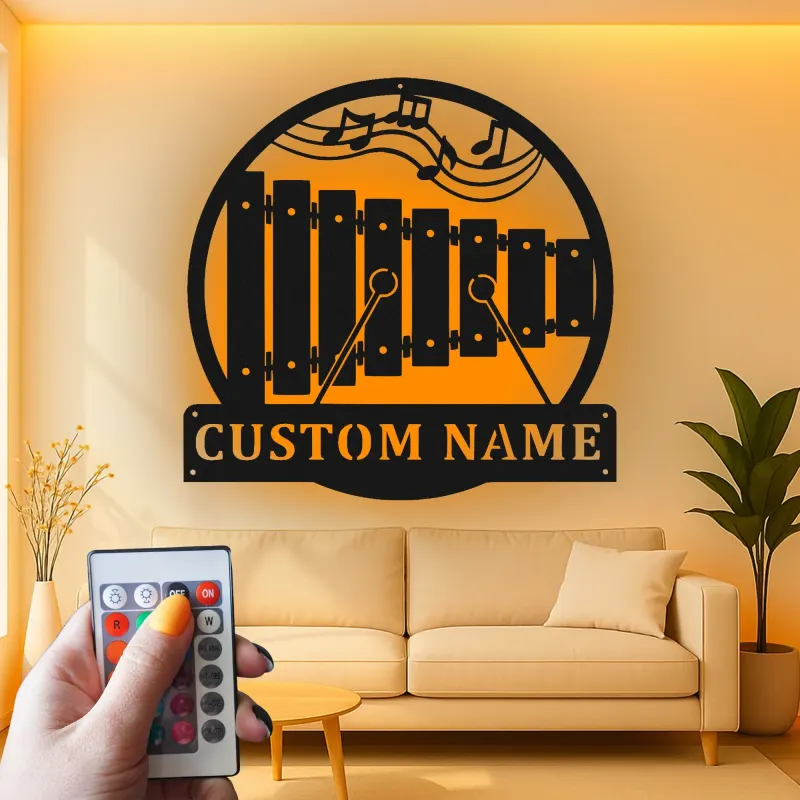 Custom Xylophone Led Light Metal Wall Art Personalized Musician Gift Music Room Decor for Music Lovers