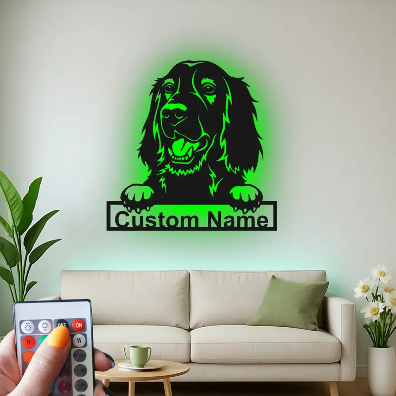Décoration murale en métal LED personnalisée pour chien, cadeau pour les amoureux des animaux, décoration de salon ou de chambre