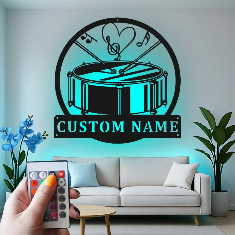 Cartel de metal LED de batería personalizado Regalo para amantes de la música Decoración de sala de ensayo o estudio