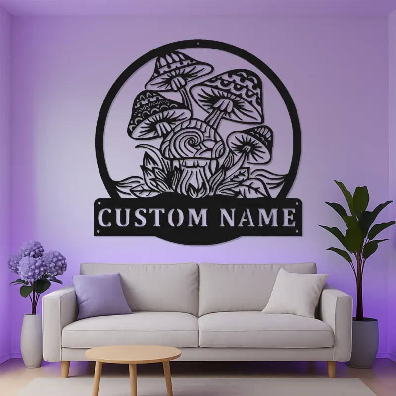 Custom Mushroom Metal Sign | Personalized LED Wall Art | Whimsical Fungi Decor for Bedroom | Psychedelic Nature Lover Gift