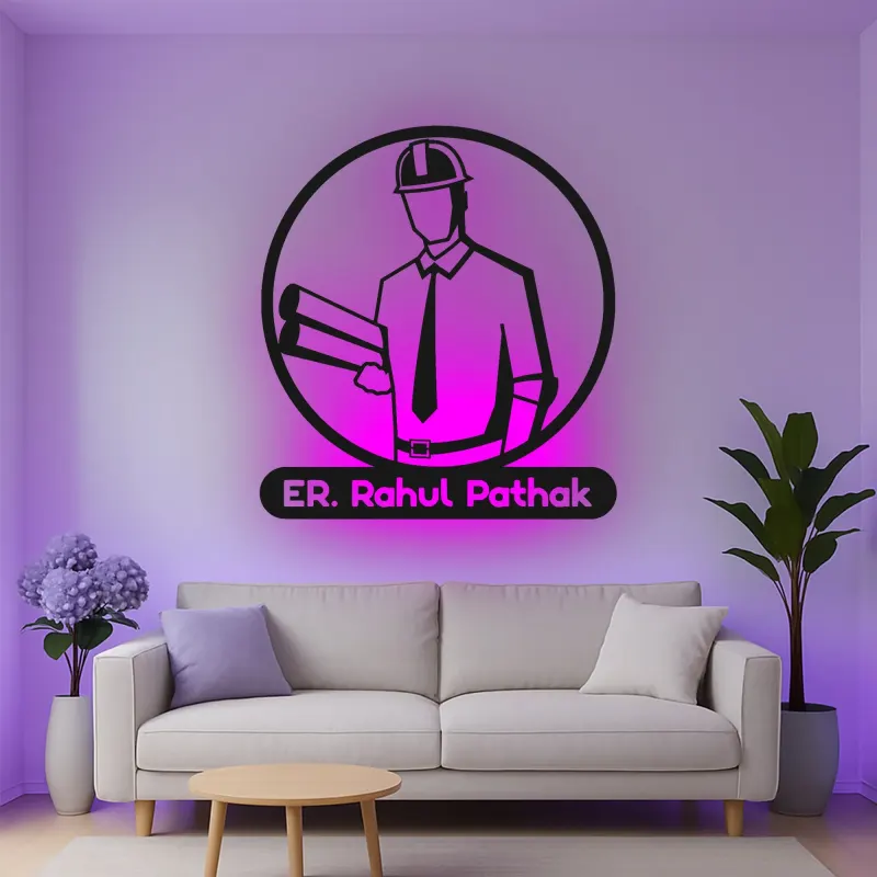 Décoration murale en métal personnalisée pour ingénieur avec rétroéclairage LED - Cadeau pour les ingénieurs, décoration de bureau pour professionnels de l'ingénierie
