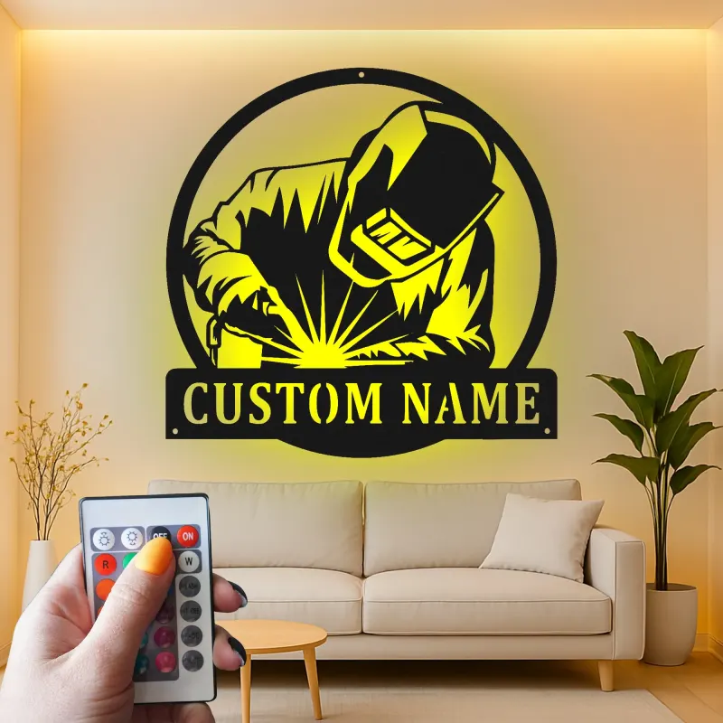Décoration murale en métal LED personnalisée pour soudeurs - Cadeau pour la décoration de garage ou d'atelier 1