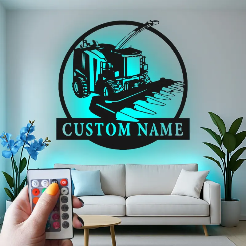 Custom Tractor Metal Sign with LED | Personalized Farmer Gift | Farmhouse Agriculture Wall Decor