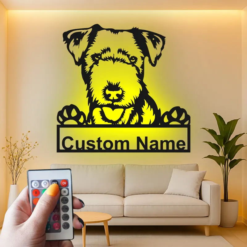 Custom Dog Led Light Metal Wall Art Personalized Pet Parent Gift Living Room Decor for Dog Lovers 4