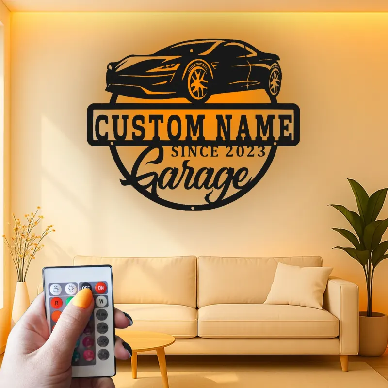 Cartel de metal LED personalizado para garaje de coches deportivos, regalo para entusiastas de los coches, decoración de man cave