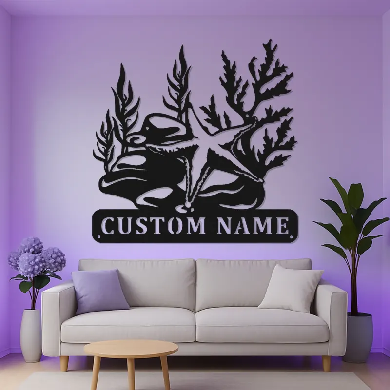 Custom Starfish Metal Sign | LED Ocean Reef Wall Art | Personalized Nautical Decor for Beach House | Coastal Marine Life