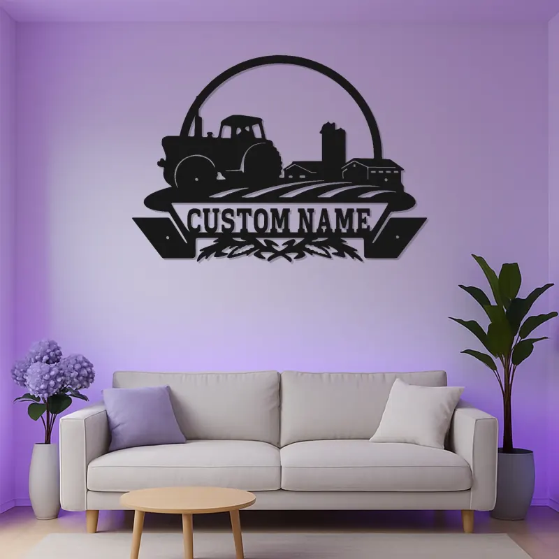 Cartel LED de Tractor de Granja Personalizado | Decoración Mural de Metal Personalizada | Decoración Rústica de Granja para Establo | Regalo Hecho a Mano para Granjeros