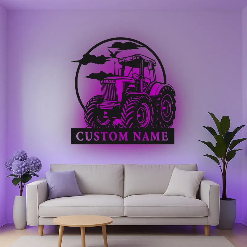 Cartel de metal LED de tractor personalizado Regalo para agricultores Decoración rústica de granja para amantes de la agricultura