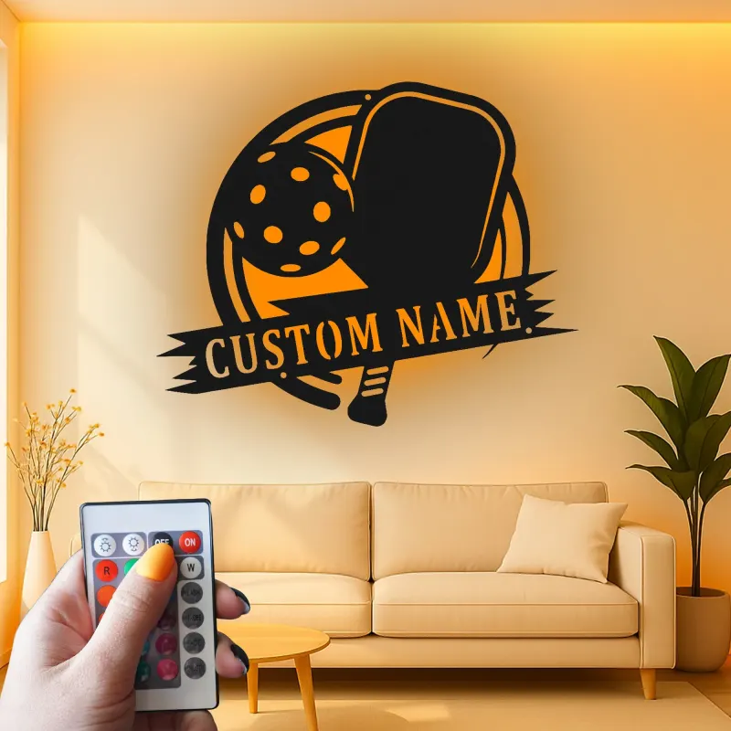 Personalized Pickleball LED Sign | Custom Name Metal Wall Art | Game Room Decor for Player | Sports Club Light