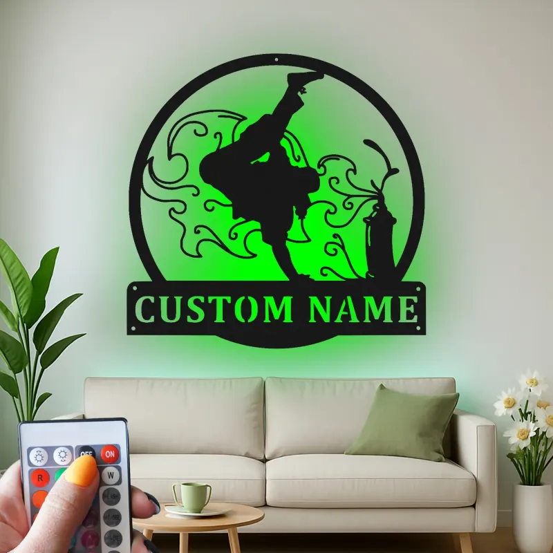 Insegna in metallo personalizzata con LED Breakdancer - Regalo per ballerini, decorazione per camera da letto o studio di danza