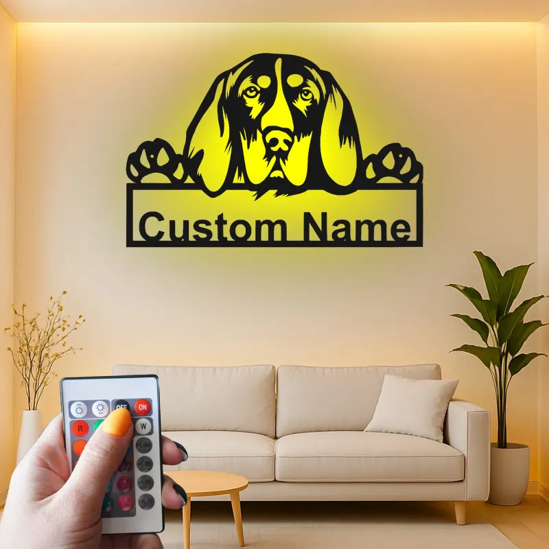 Cartel de metal LED de raza de perro personalizado Regalo para dueños de mascotas Decoración para salón o entrada 3