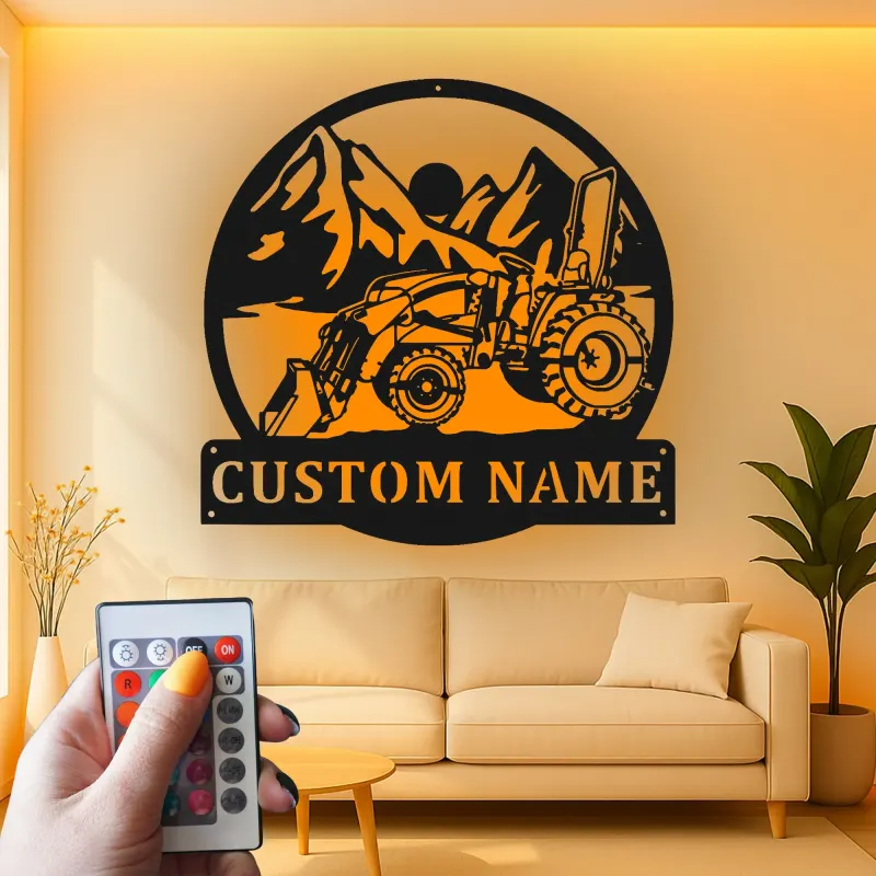 Custom Tractor Led Light Metal Wall Art Personalized Farmer Gift Rustic Farmhouse Decor