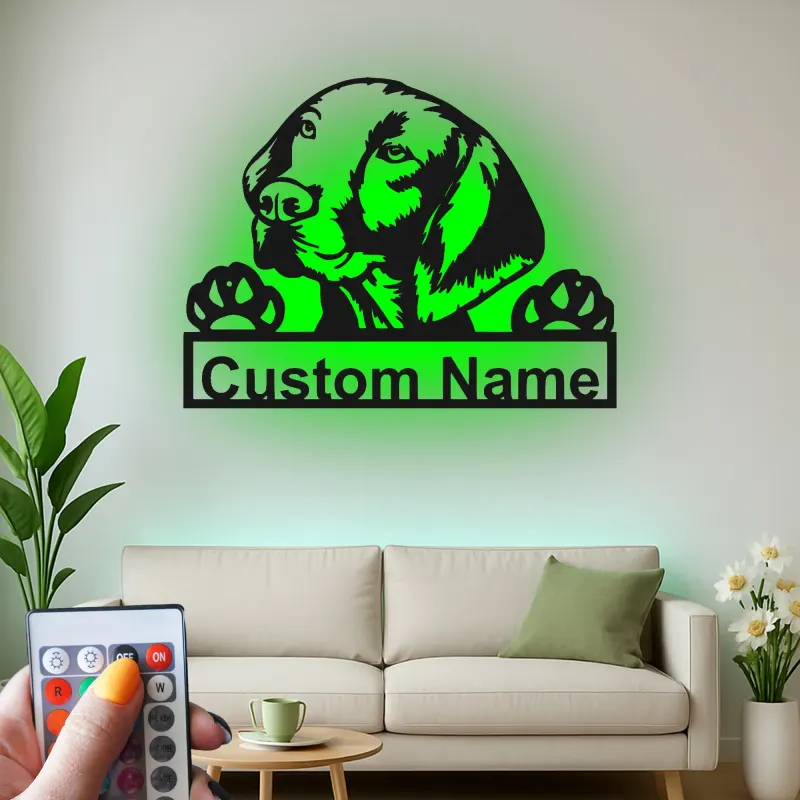 Cartel de metal LED personalizado de Labrador Retriever regalo para amantes de los perros decoración de sala 2