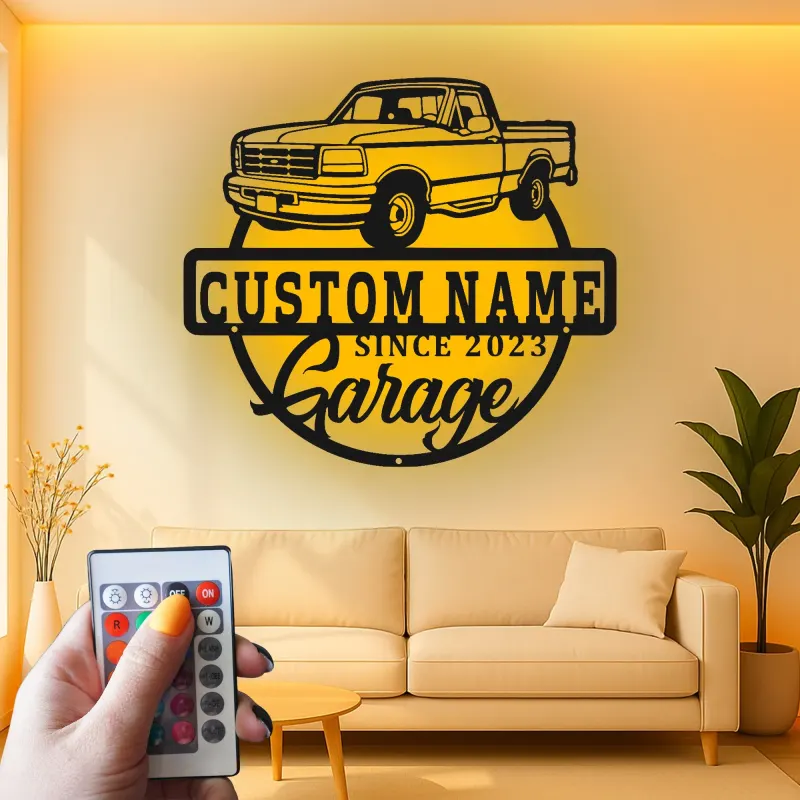 Cartel de metal LED personalizado de Camioneta Pickup, regalo de garaje para él, decoración para cueva de hombres