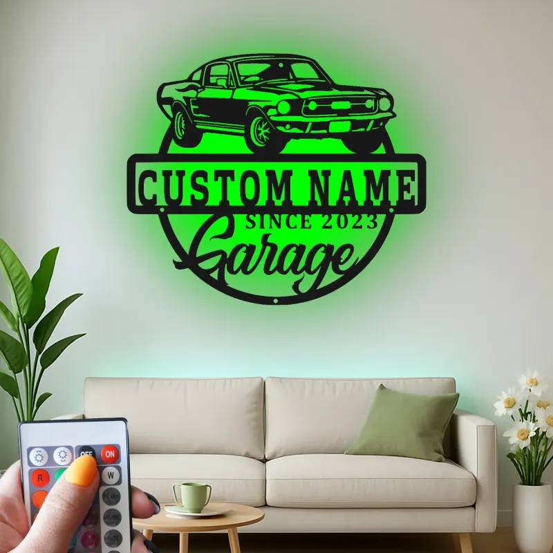 Insegna in metallo LED personalizzata per auto classiche regalo per appassionati di auto decorazione per garage 2