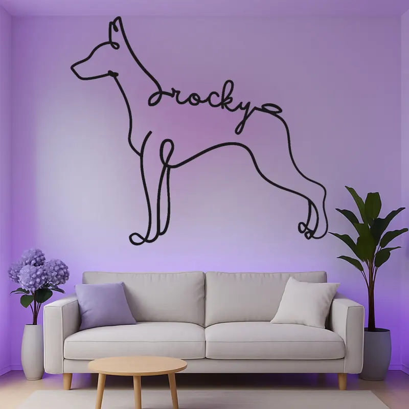 Insegna in metallo LED personalizzata per Doberman Pinscher - Regalo unico per amanti dei cani - Decorazione per soggiorno