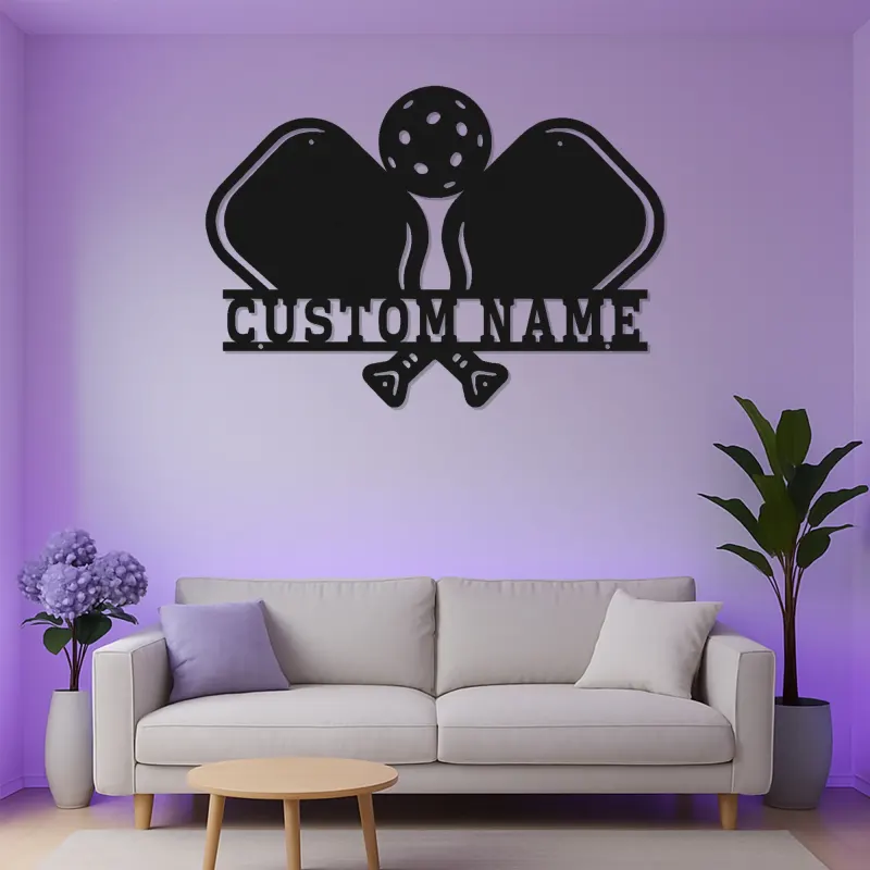 Personalized Pickleball LED Metal Sign | Custom Name Wall Art | Game Room Decor & Sports Bar Signage Gift for Player