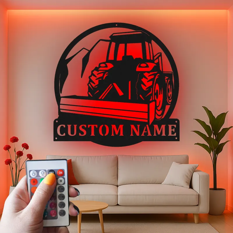 Cartel de metal LED de tractor personalizado Regalo para agricultores Decoración rústica para el hogar o granero