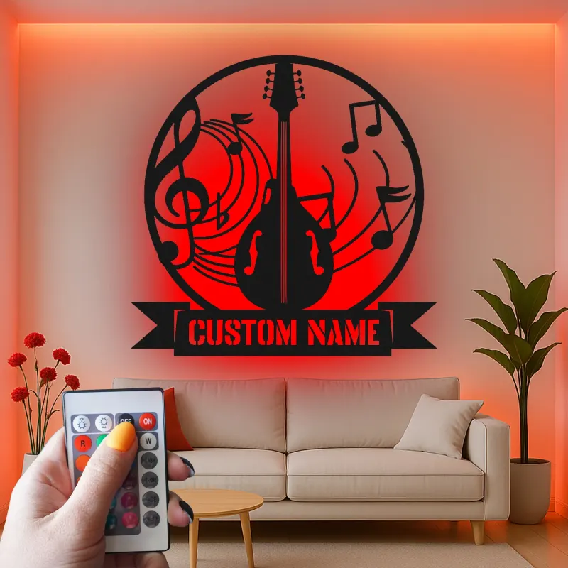 Custom Guitar LED Sign | Personalized Metal Wall Art for Music Room | Musician Name Plaque with Lights