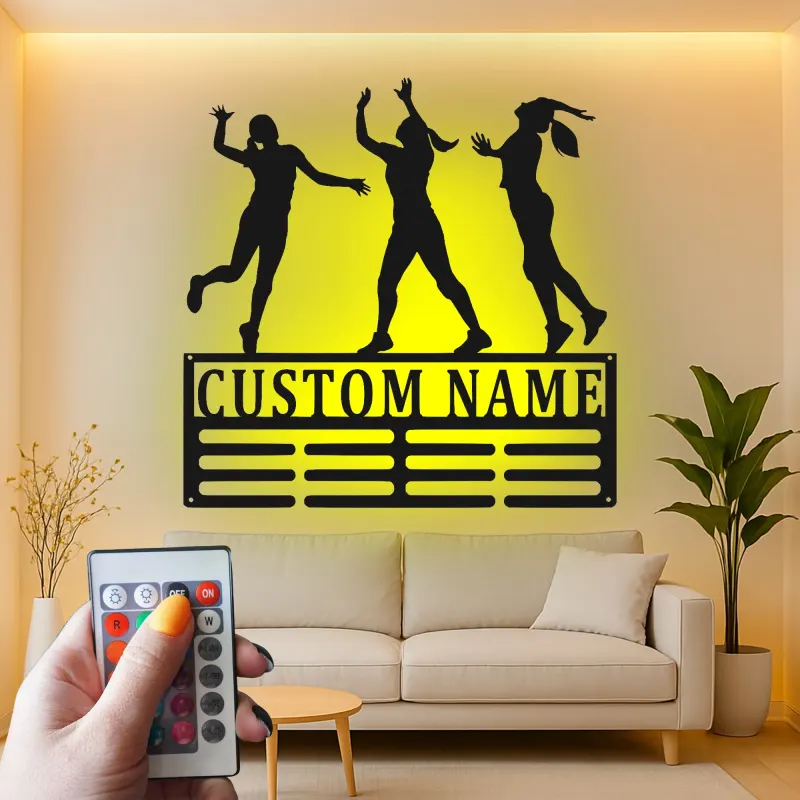 Insegna in metallo LED a silhouette di cheerleader personalizzata regalo per squadra di cheer decorazione camera teen