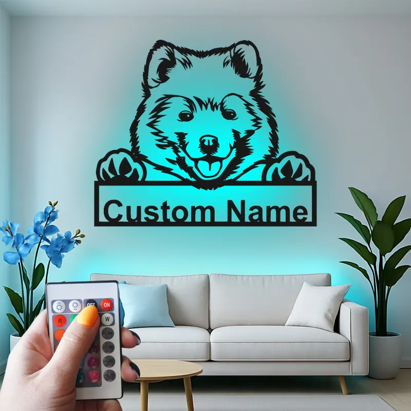 Personalisierte LED-Metall-Wandkunst mit Hundemotiv – Geschenk für Hundeliebhaber, Wohn- oder Kinderzimmerdeko