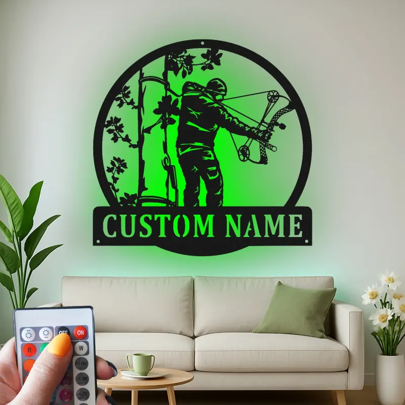 Insegna in metallo LED personalizzata per cacciatori di archi - Regalo per appassionati di tiro con l'arco - Decorazione per man cave 2