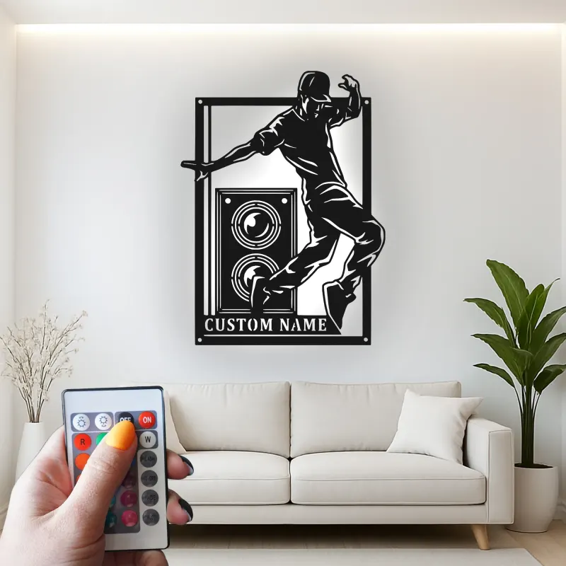 Letrero LED personalizado de bailarín de hip hop | Decoración mural de metal a medida | Decoración para estudio de danza | Luz para habitación juvenil