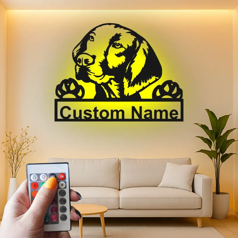 Cartel de metal LED personalizado de Labrador Retriever regalo para amantes de los perros decoración de sala 2