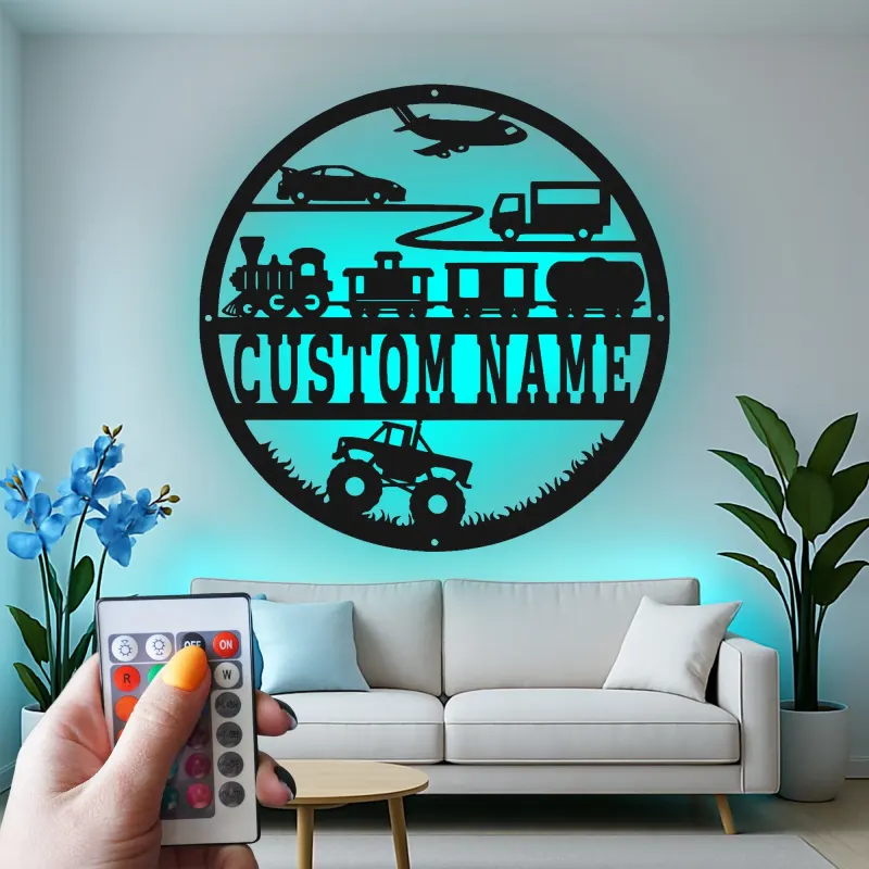 Cartel de metal LED de transporte personalizado regalo para decoración de guardería o sala de juegos