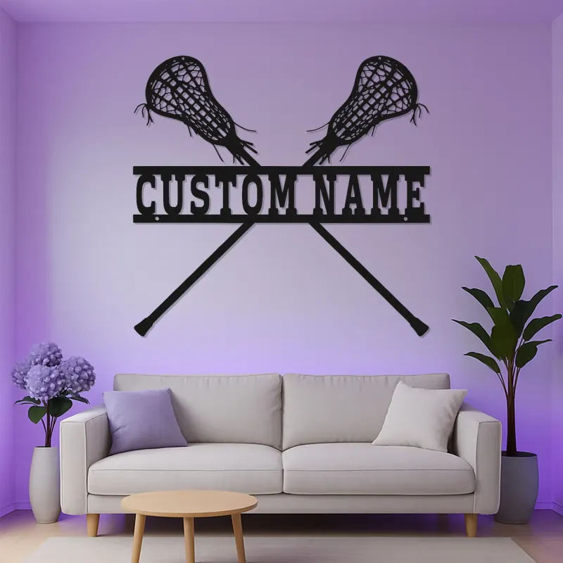 Personalized Lacrosse Sign | LED Metal Wall Art | Custom Name Decor for Player Bedroom | Sports Gift