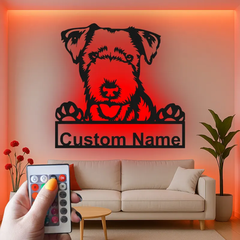 Custom Dog Led Light Metal Wall Art Personalized Pet Parent Gift Living Room Decor for Dog Lovers 4