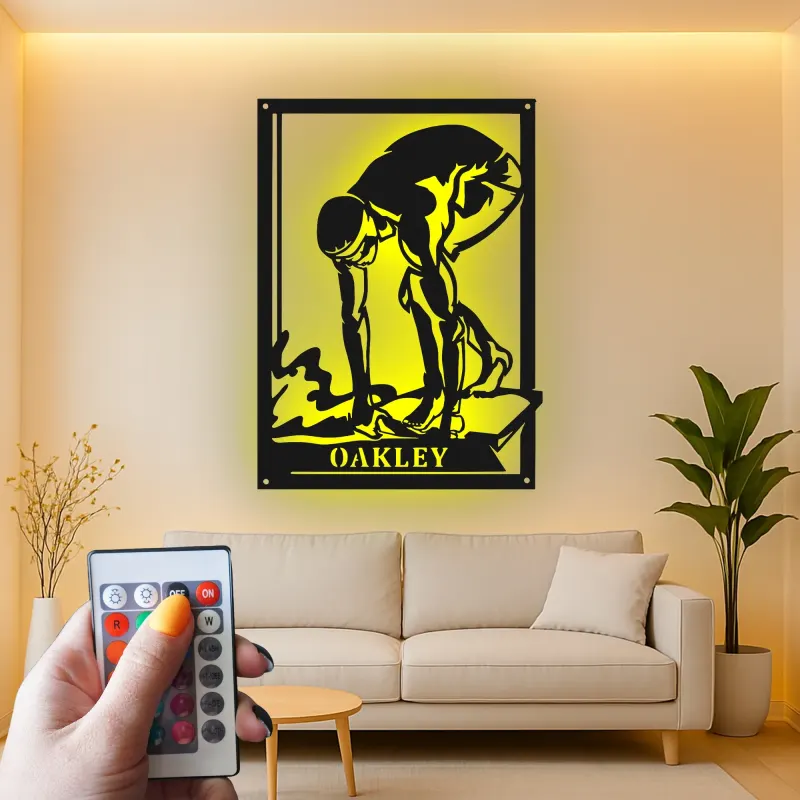 Décoration murale en métal personnalisée Nageur avec Rétroéclairage Cadeau pour Athlètes Décoration de Salle de Sport pour Passionnés de Natation