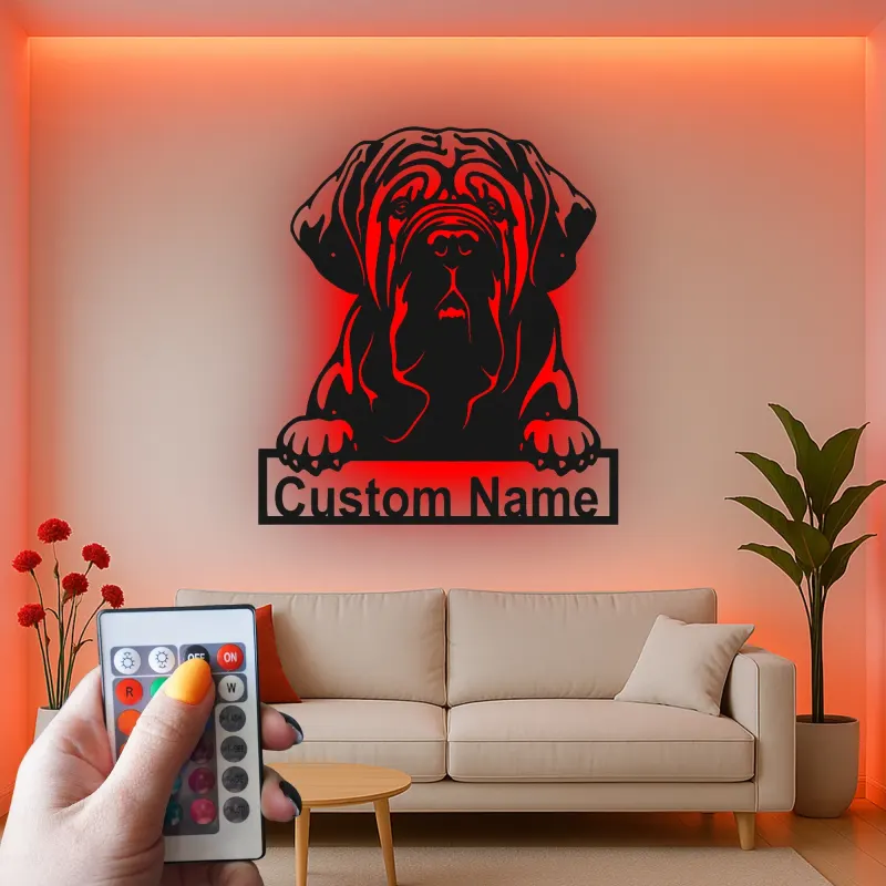 Custom Mastiff Led Light Metal Wall Art Personalized Dog Lover Gift Living Room Pet Decor 5