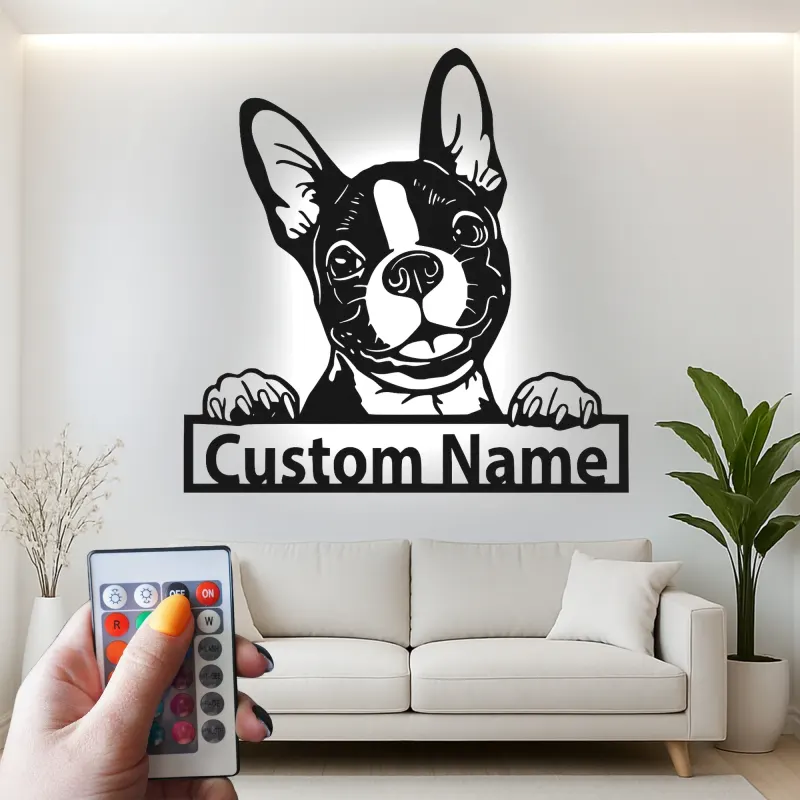 Custom LED Dog Sign | Personalized Metal Pet Wall Art | Light Up Puppy Memorial Decor | Unique Dog Lover Gift