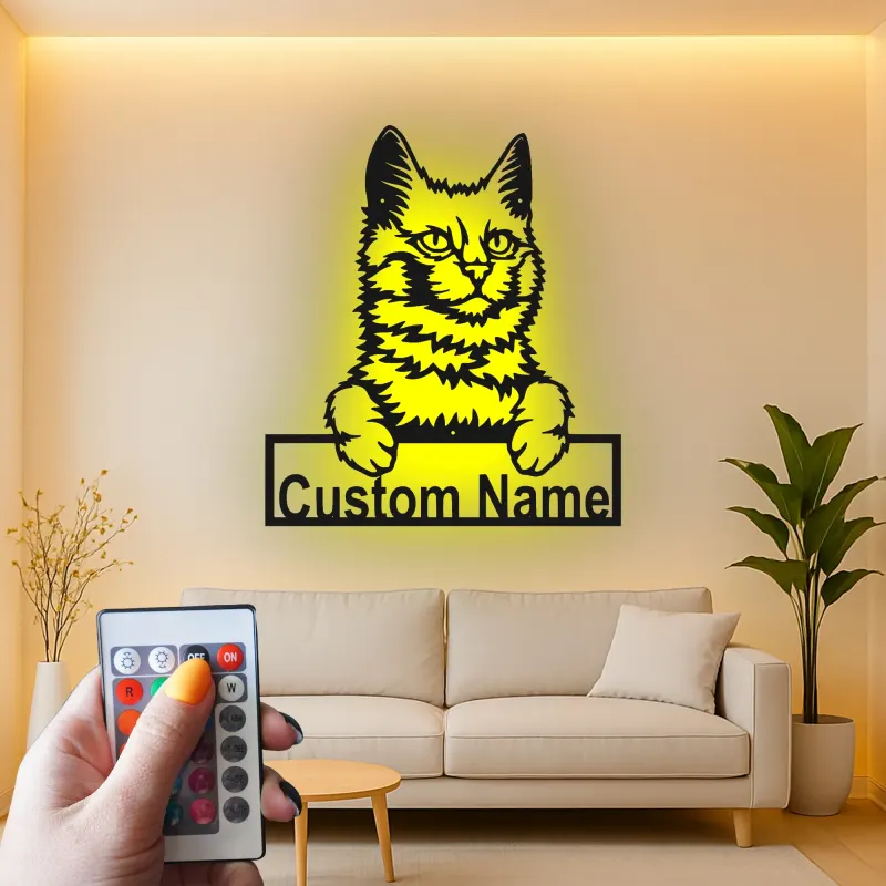 Décoration murale en métal personnalisée avec lumière LED pour les amoureux des animaux